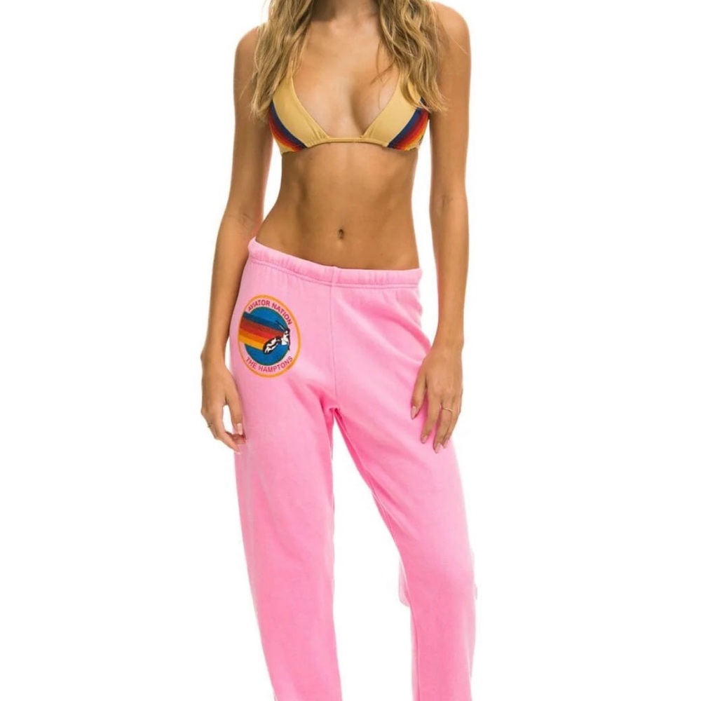 aviator nation hamptons sweatpants in neon pink